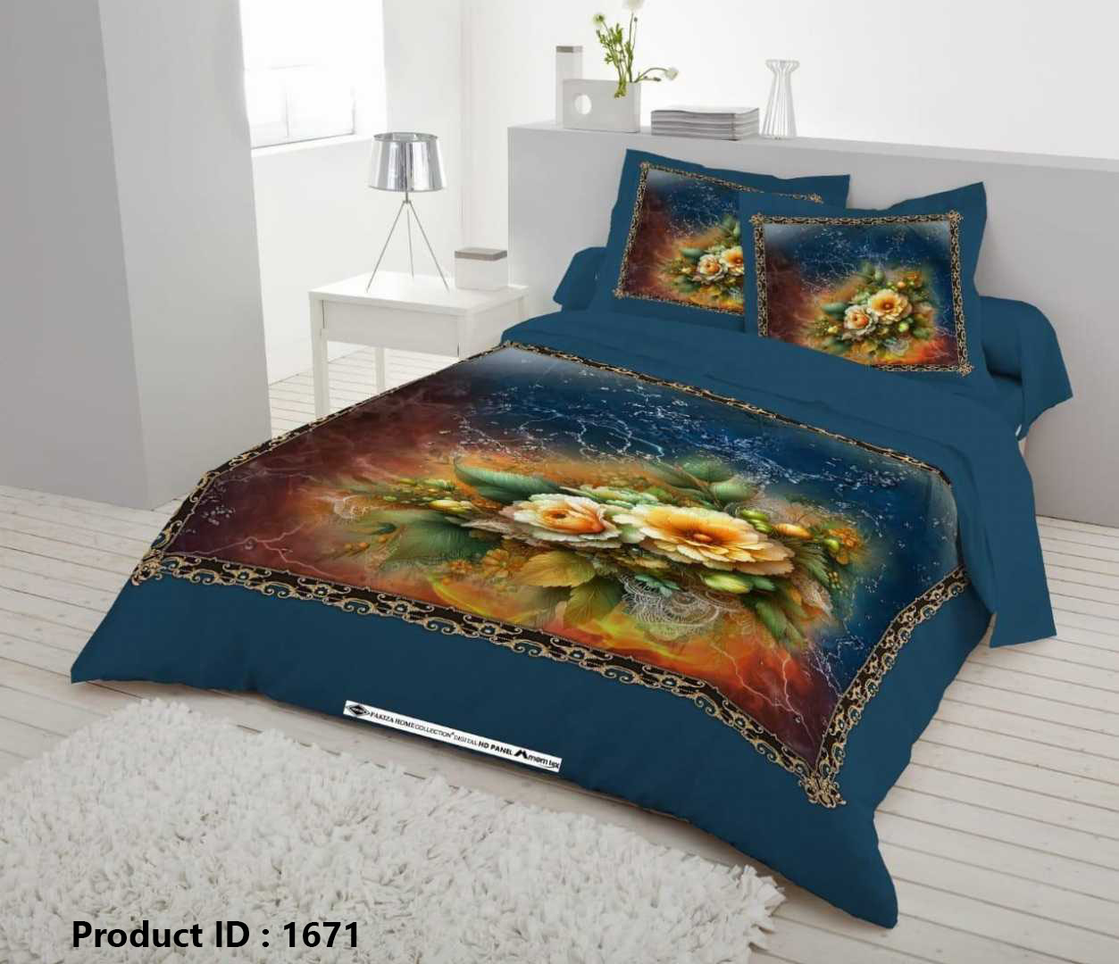 Digital 3D Print Luxury Panel Bed Sheet King Size
