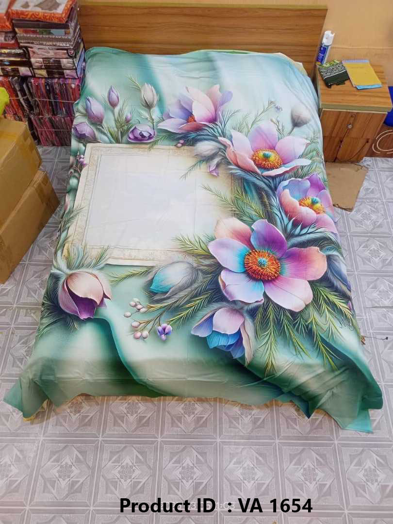Digital 3D Print Luxury Panel Bed Sheet King Size
